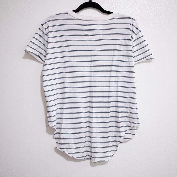 Frank & Eileen Tee Lab Perfect Tee White Black Stripe High Low Basic SZ L - Picture 4 of 6